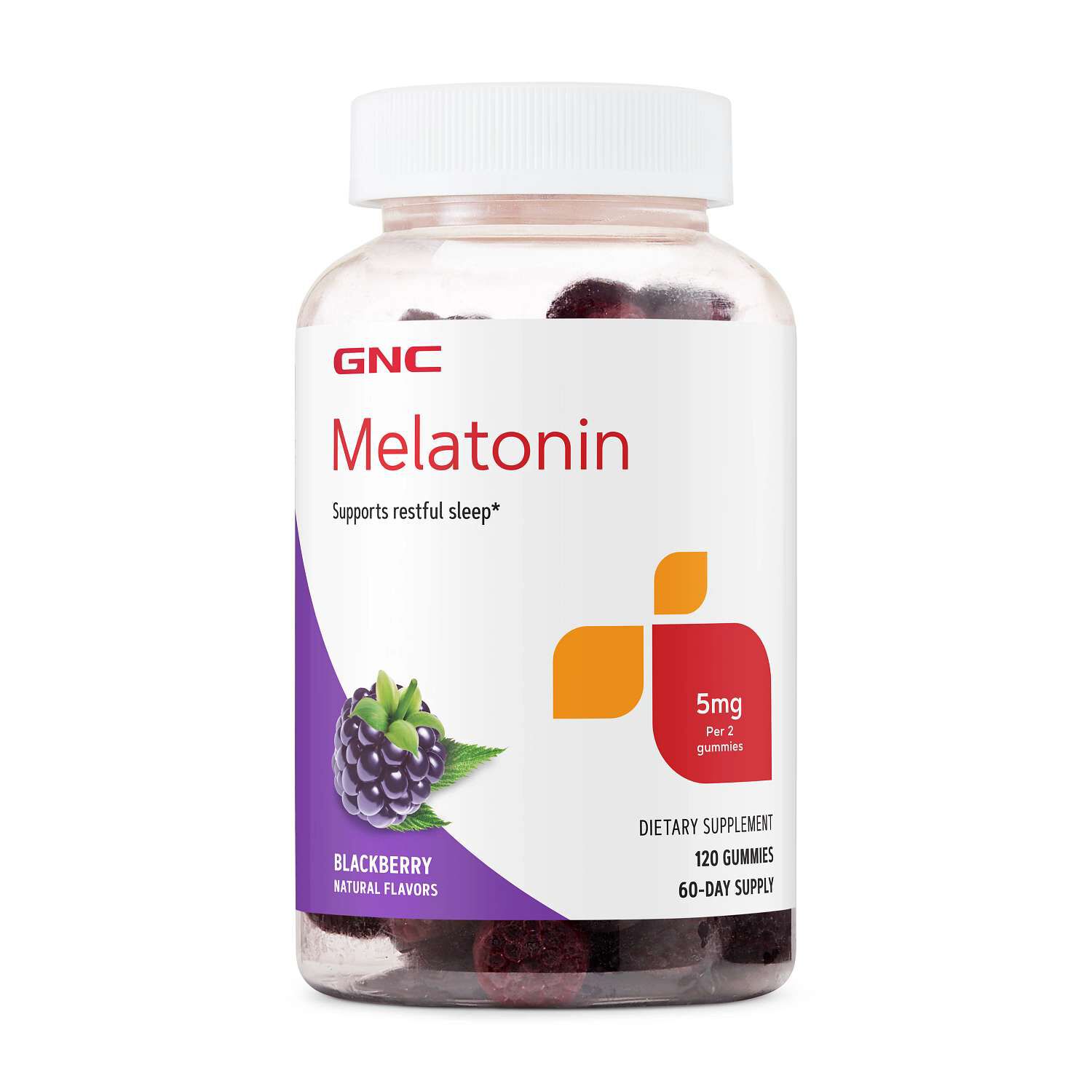 Melatonin Gummies 5 mg - Blackberry - 120 Gummies (60 Servings)  | GNC